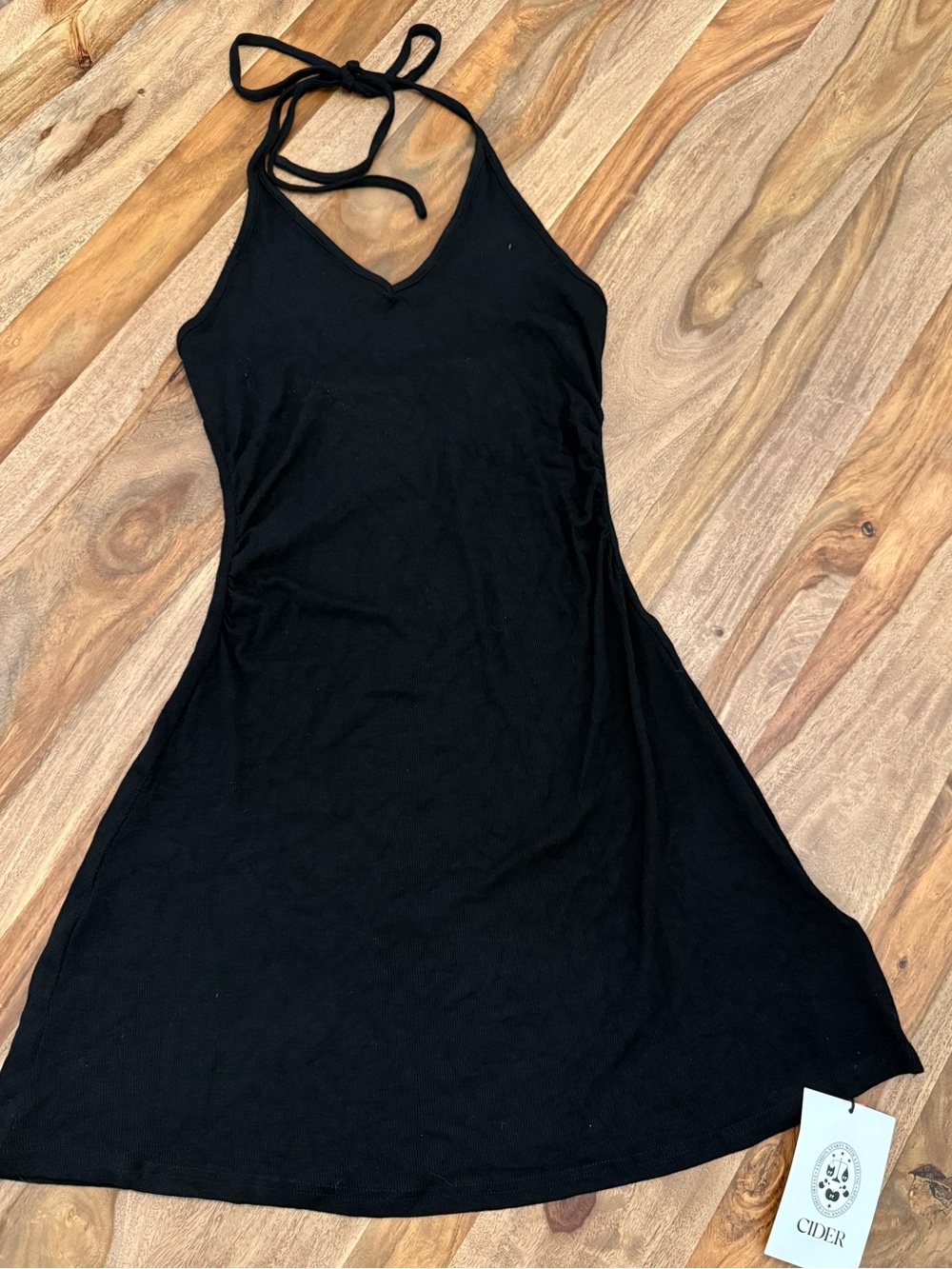Cider Black Halter Mini Dress